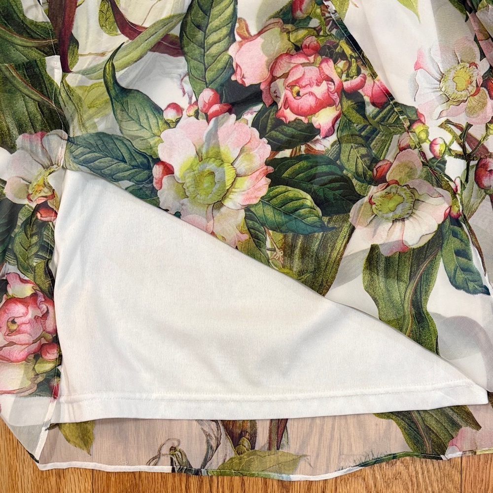 Adrianna Papell Cold Shoulder Ruffle Floral Mini Dress - Picture 8 of 9